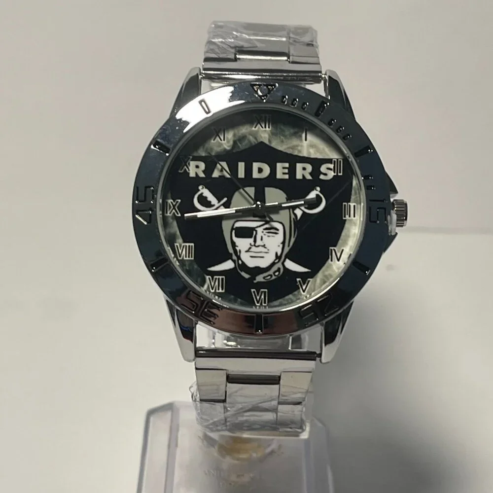 Las Vegas Raiders NFL Team Logo Men's Stainless-Steel Silver Watch NEW